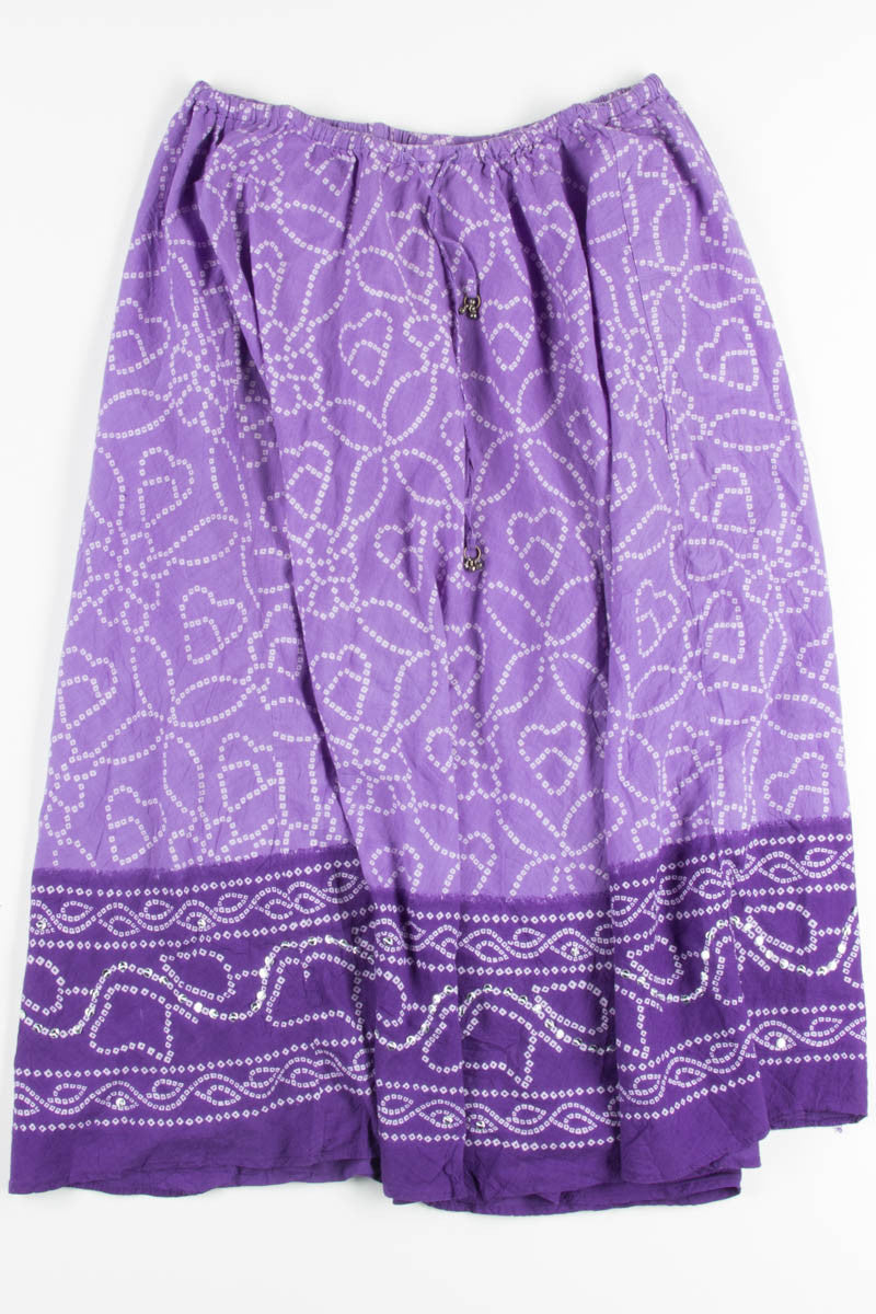 Purple Square Patterned Hippie Skirt