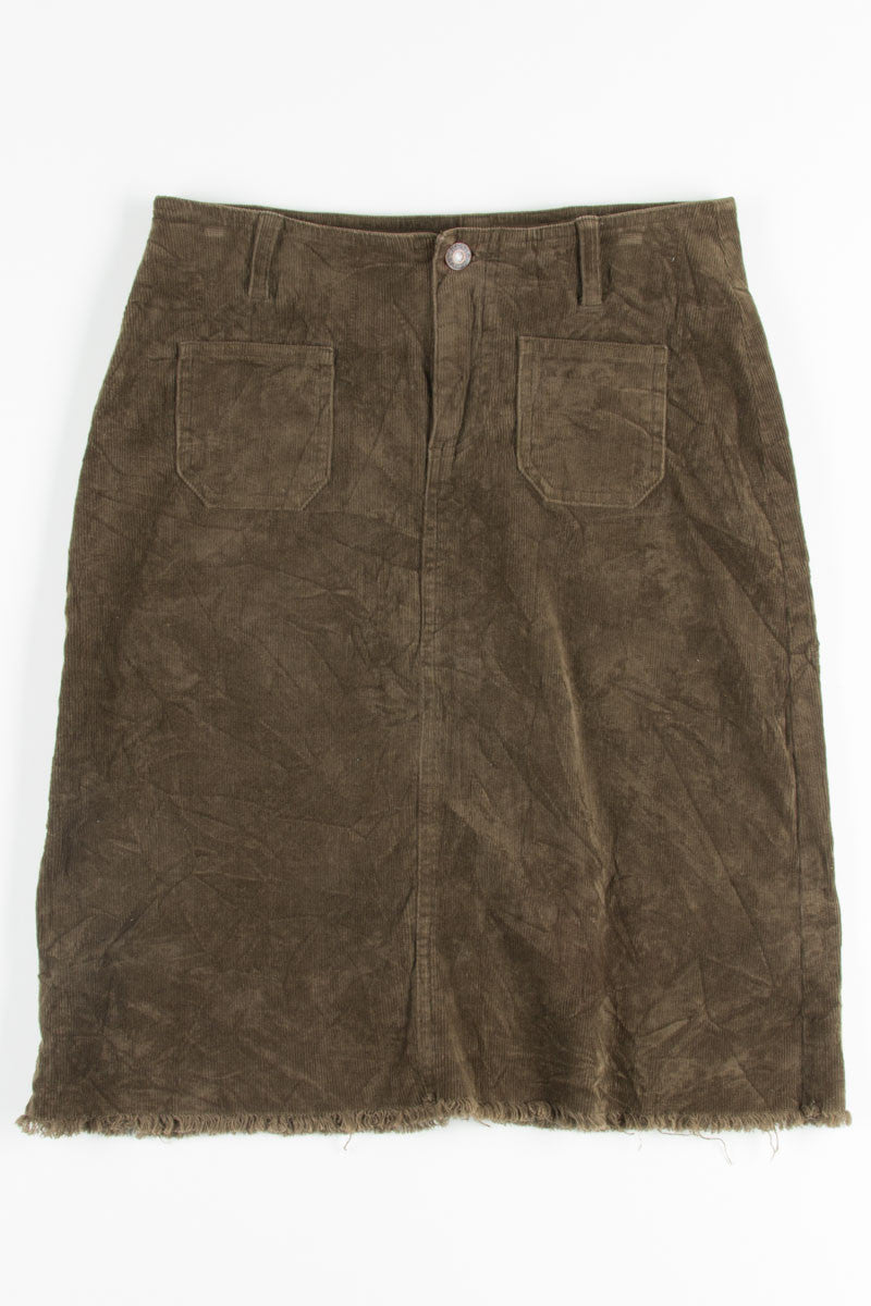 Olive Corduroy Pencil Skirt