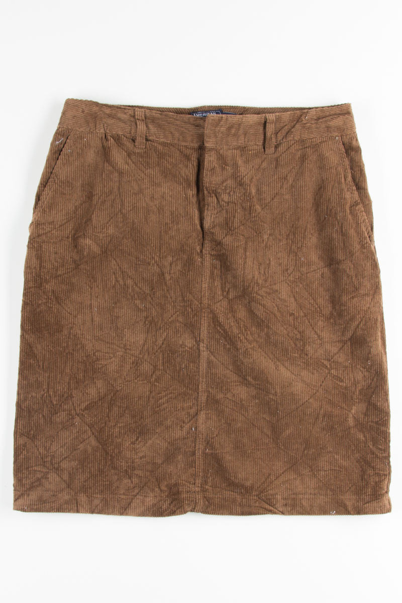 Brown Corduroy Pencil Skirt