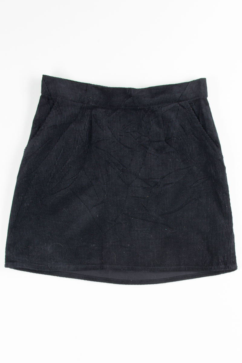 Black Corduroy Mini Skirt