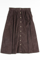Brown Corduroy Button Front Maxi Skirt