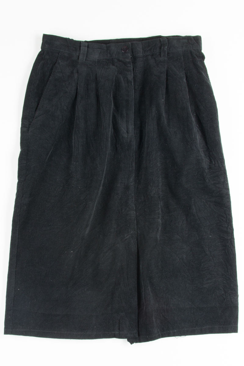 Black Corduroy Midi Skirt