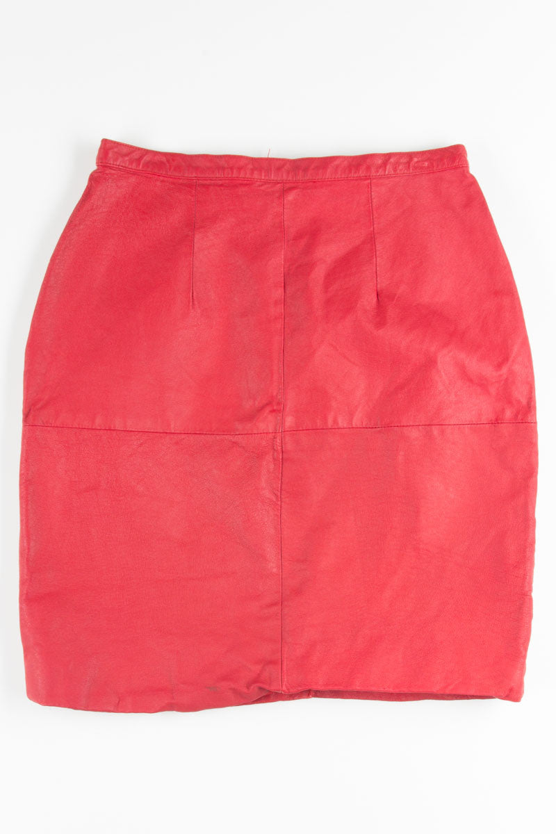 Red Leather Pencil Skirt