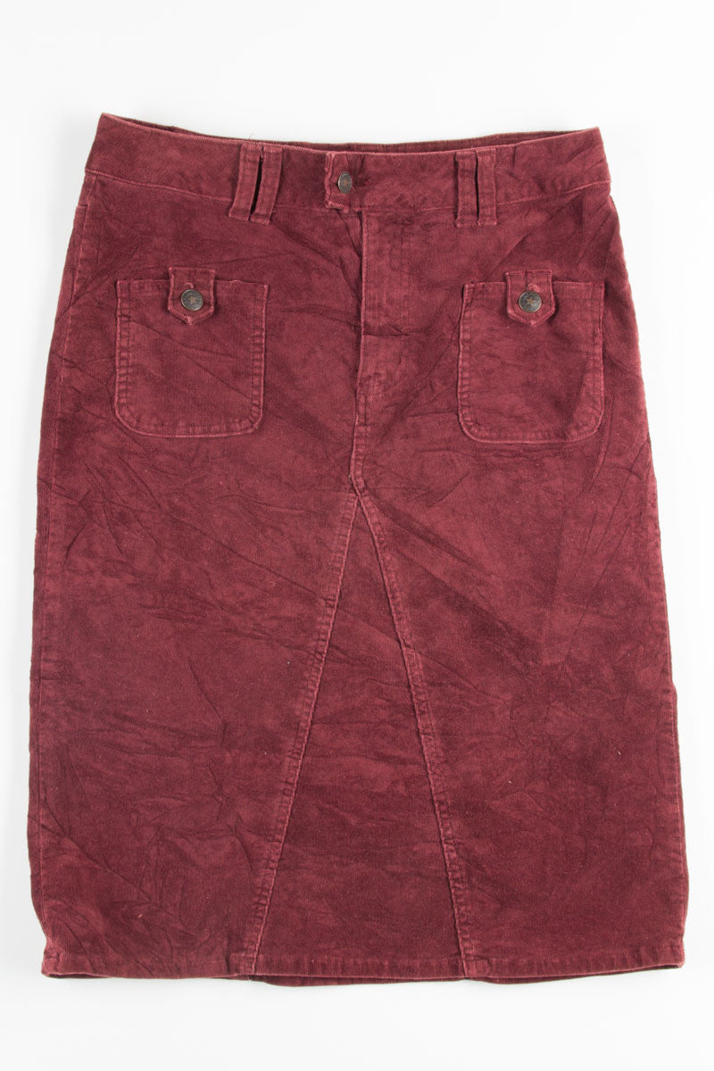 Burgundy Corduroy Pencil Skirt