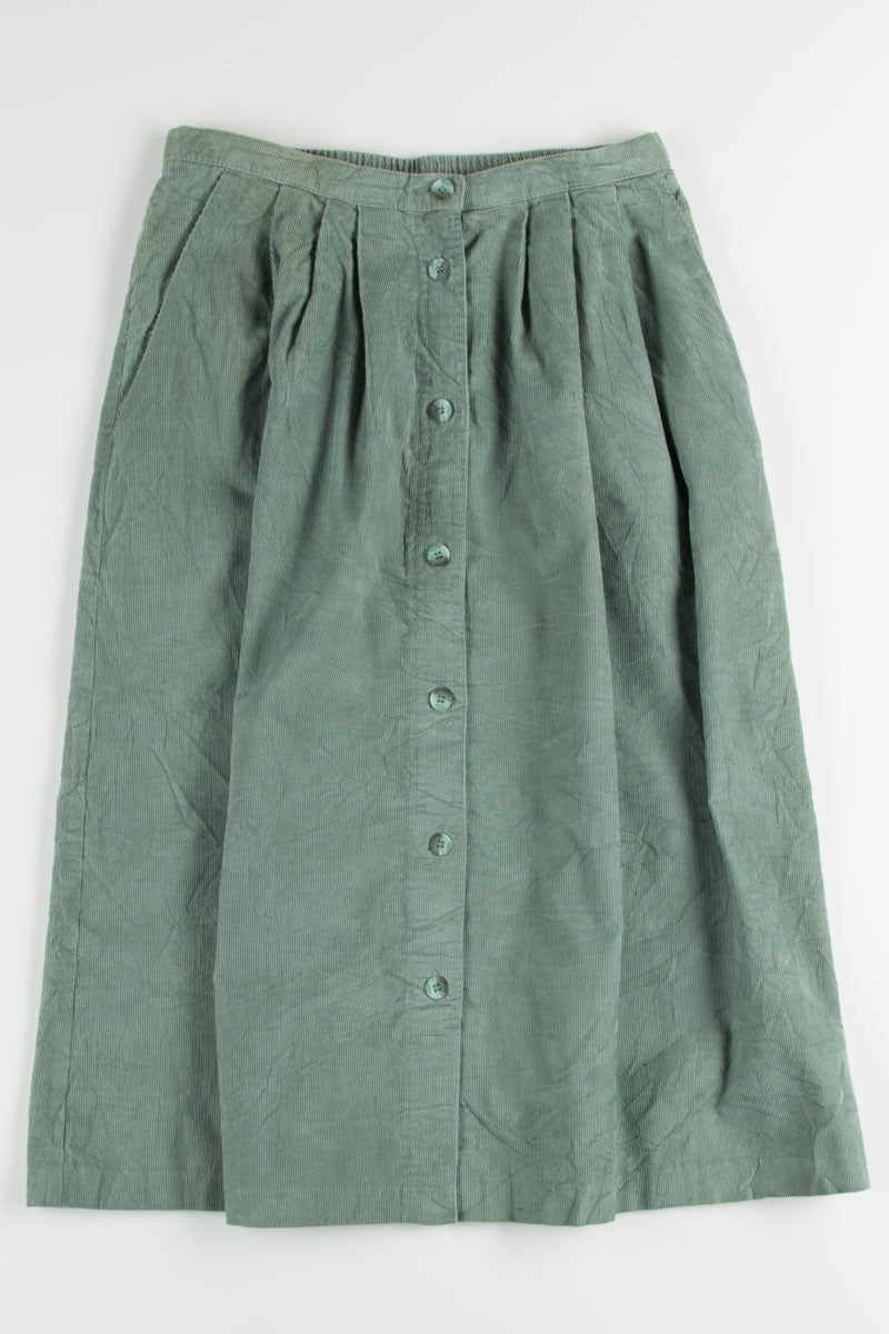Seafoam Corduroy Button Front Skirt