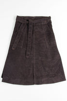 Brown Wrap Waist Corduroy Midi Skirt