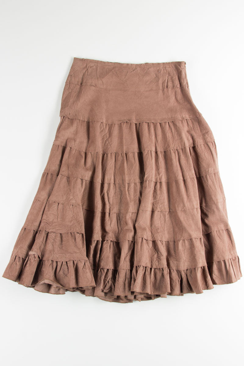 Brown Ruffle Hippy Skirt