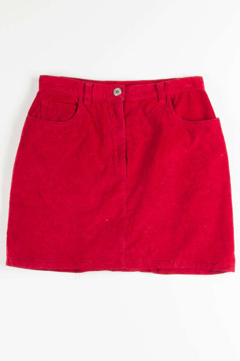 Red Corduroy Mini Skirt