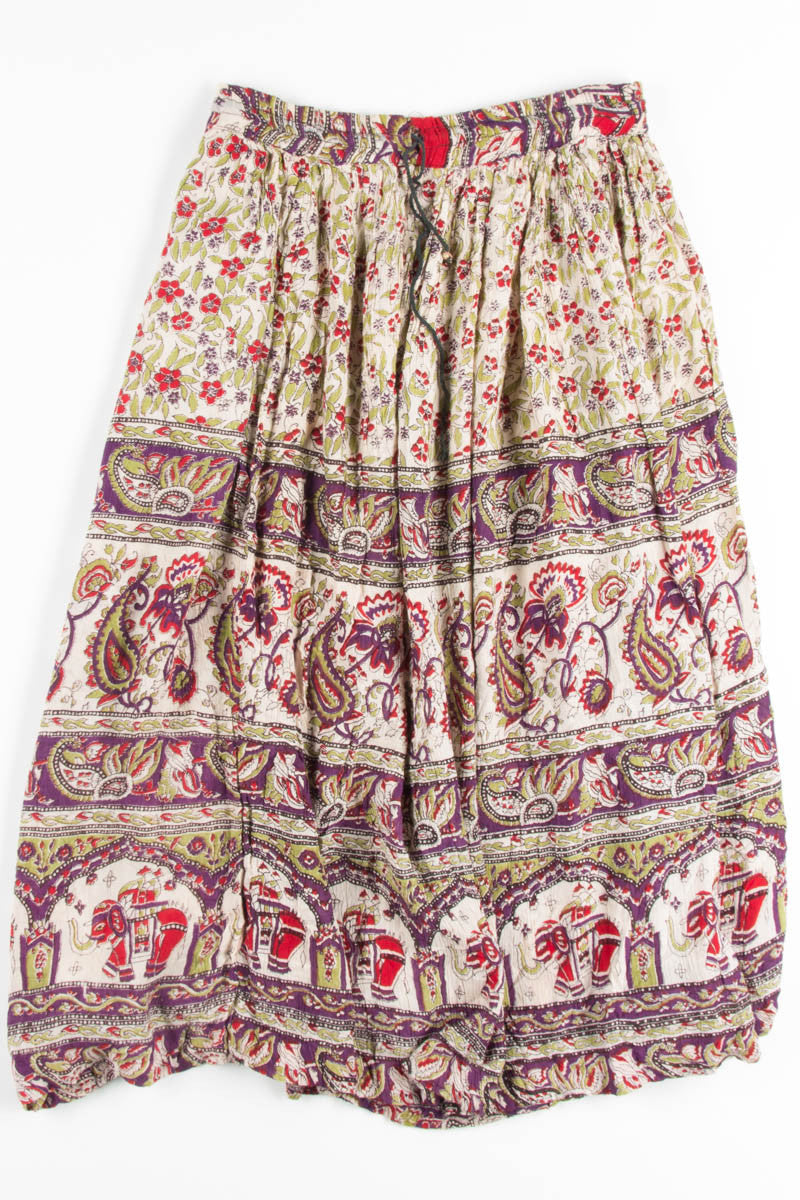 Tan & Red Elephant Hippie Skirt