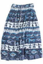 Blue Character Patterned Hippie Skirt