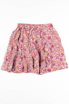 Tan & Pink Floral Hippie Skirt