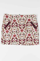 Retro Burgundy Floral Print Mini Skirt