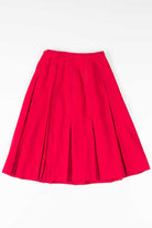 Vintage Red Pleated Midi Skirt