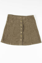 Brown Corduroy Button Front Mini Skirt