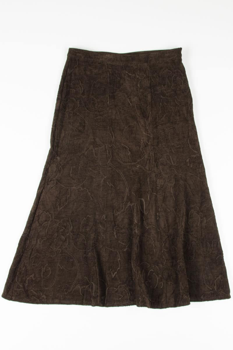 Brown Leaf Print Skirt