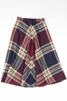 Retro Burgundy Plaid Skirt