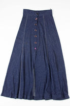 Faux Denim Button Front Maxi Skirt
