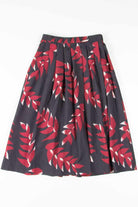 Vintage Navy Leaf Midi Skirt
