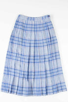 Vintage Blue Plaid Pleated Wool Skirt