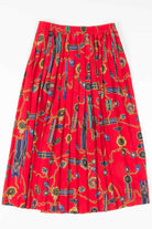Red Medals Pleated Skirt