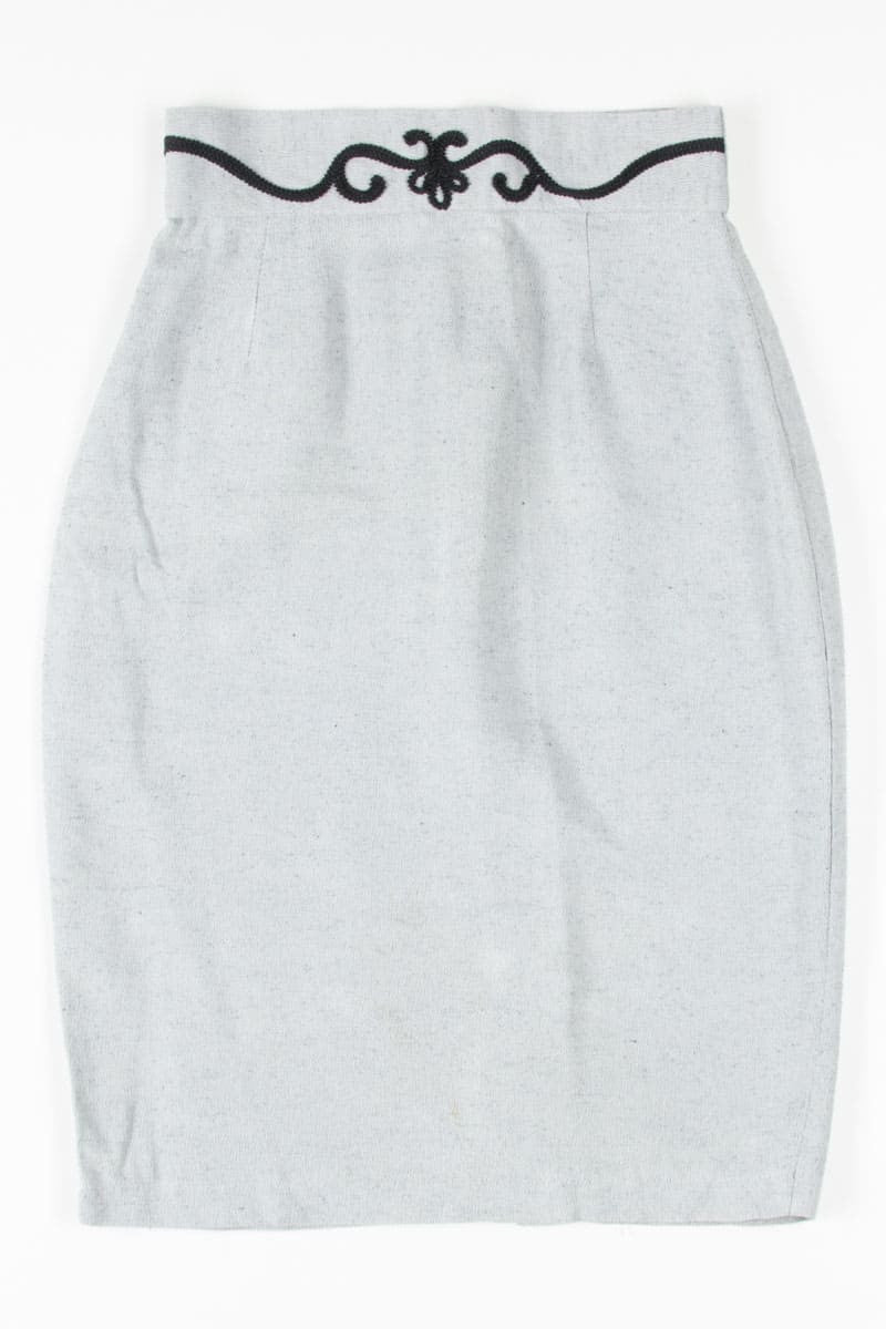 Grey Braided Detail Pencil Skirt