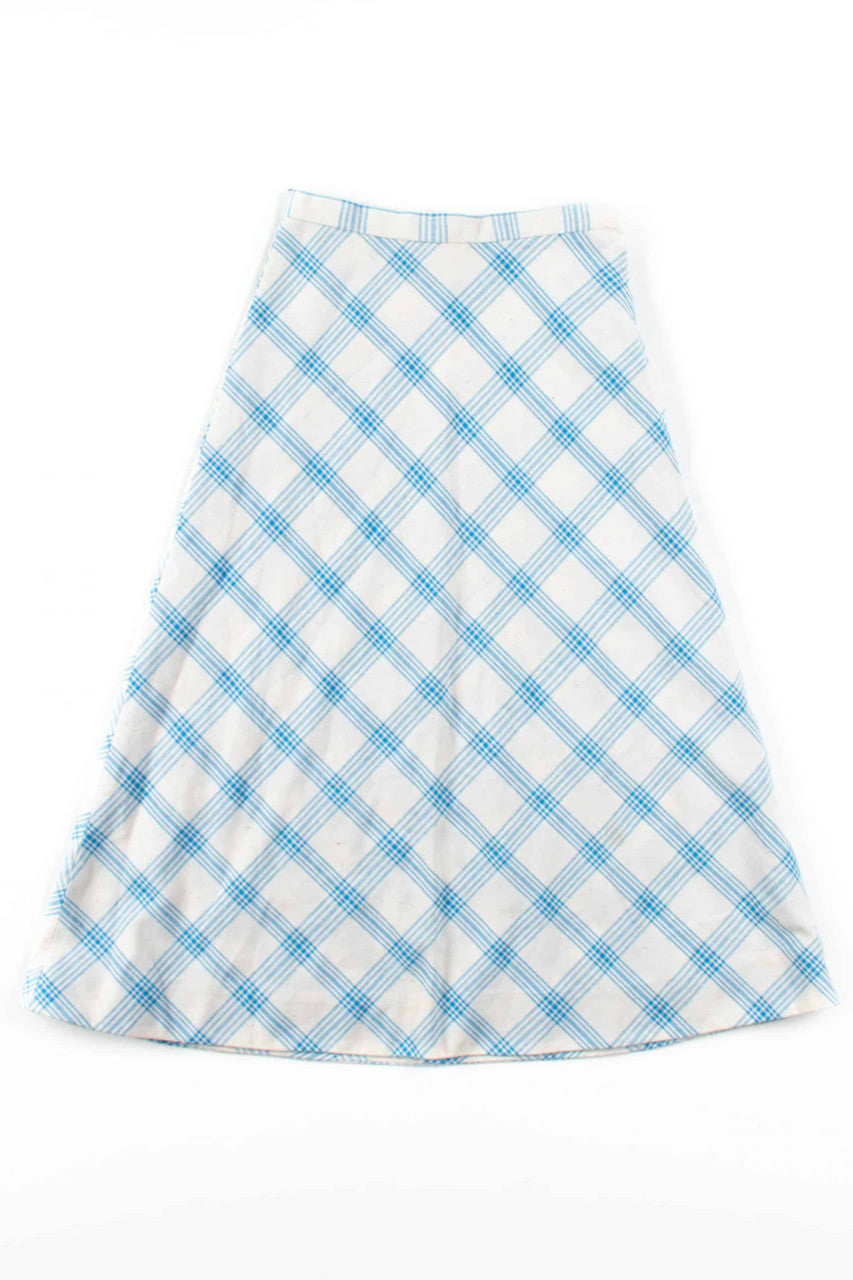 White & Blue Plaid Skirt