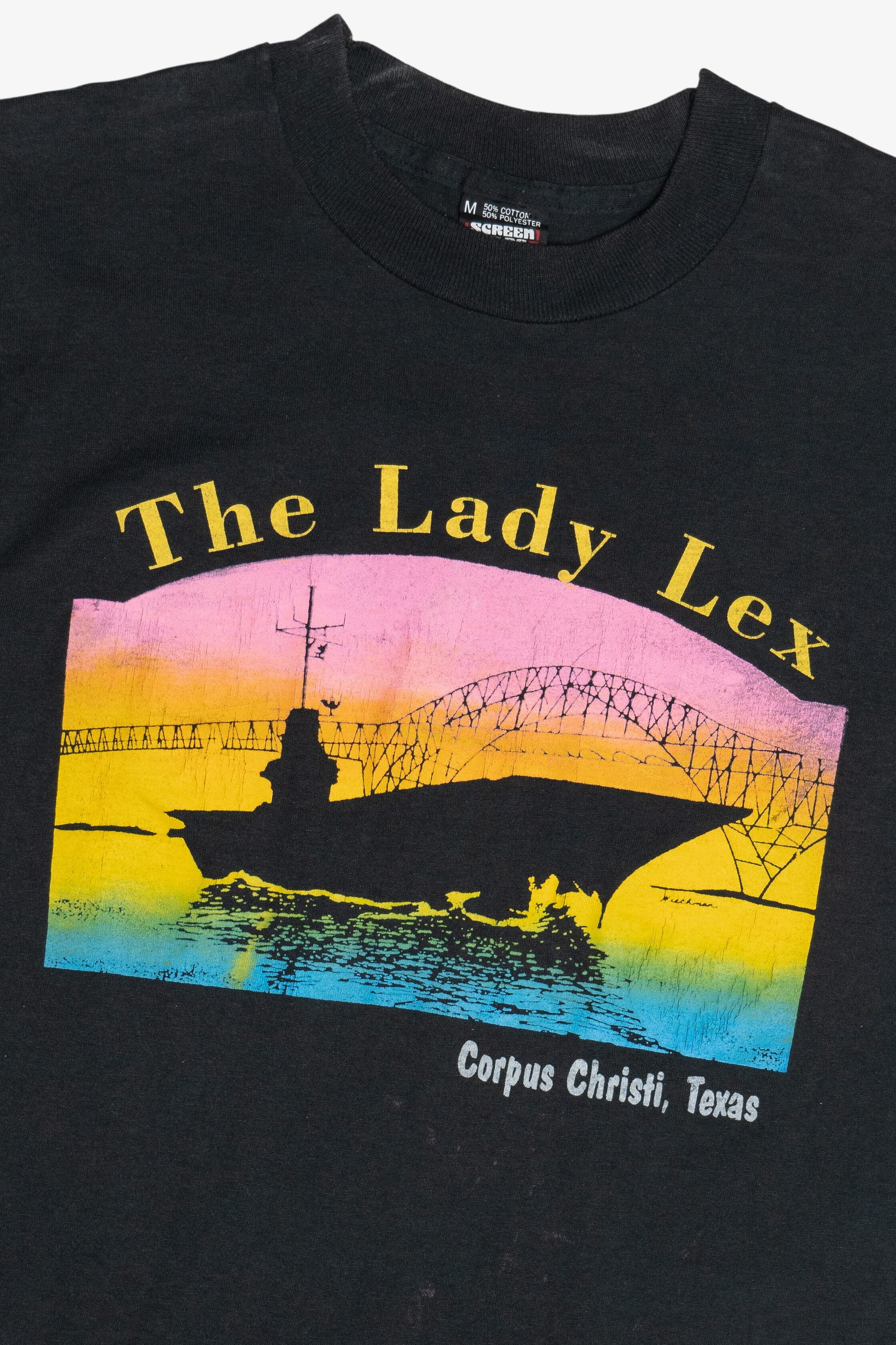 Vintage Lightly Distressed "The Lady Lex" "Corpus Christi, Texas" Rainbow Graphic T-Shirt (1980s)