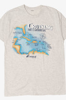 Vintage Light Gray "Cruising The Caribbean" Map T-Shirt (1990s)