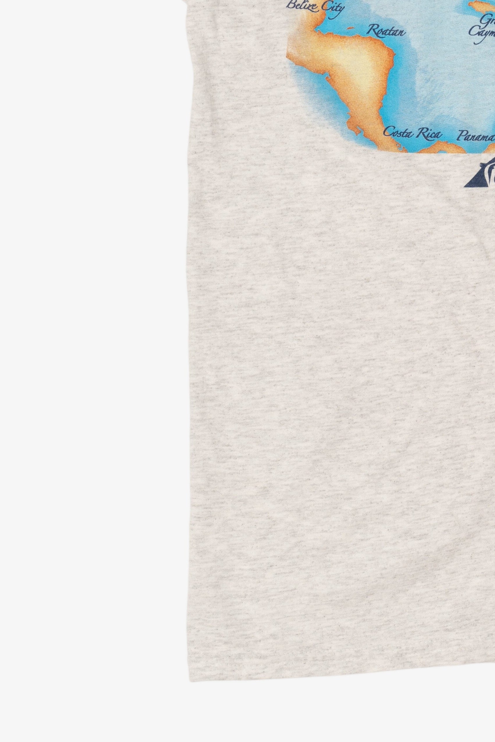Vintage Light Gray "Cruising The Caribbean" Map T-Shirt (1990s)