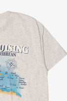 Vintage Light Gray "Cruising The Caribbean" Map T-Shirt (1990s)