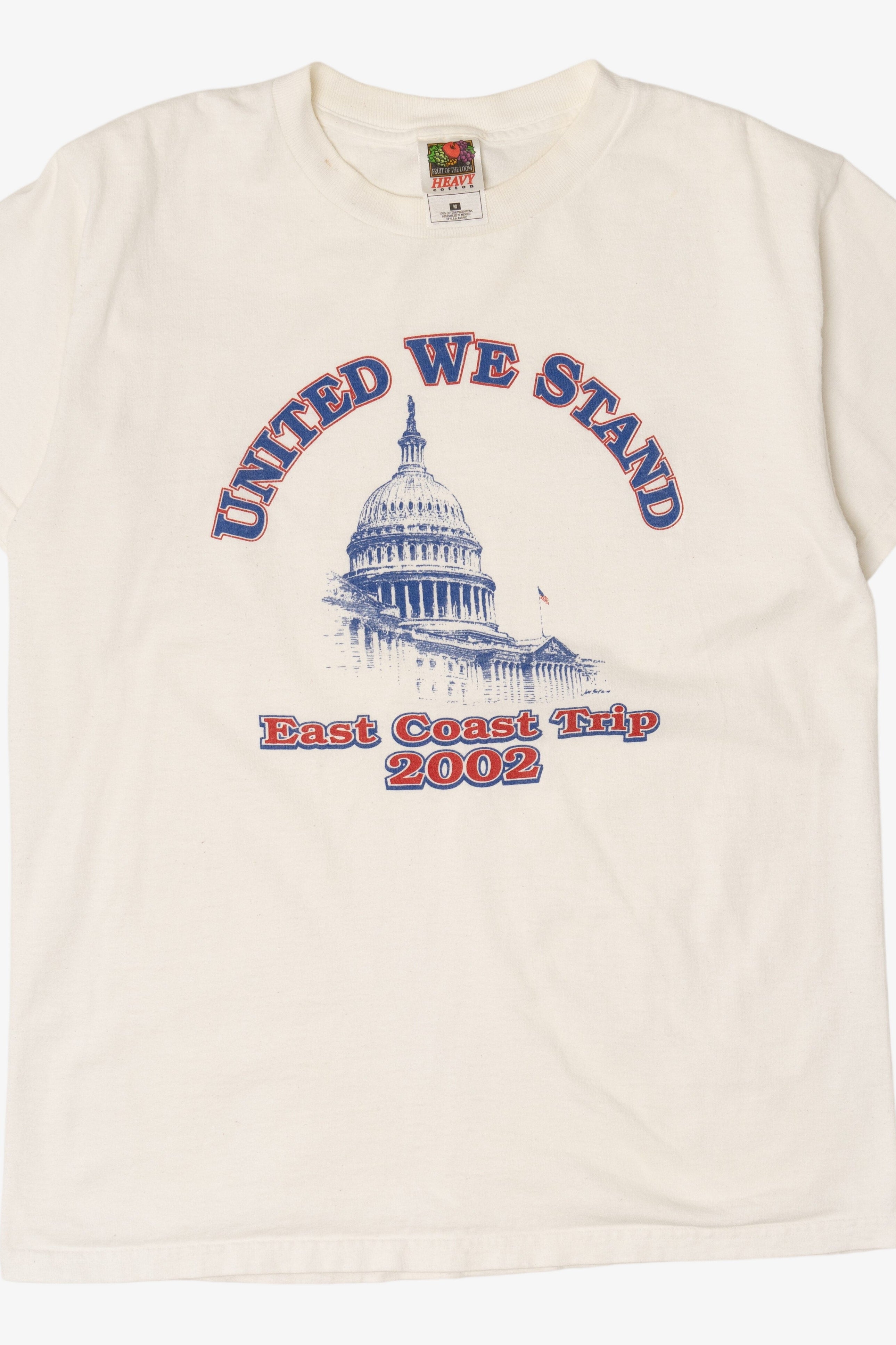 Vintage White "United We Stand" East Coast Trip 2002 T-Shirt (2000s)