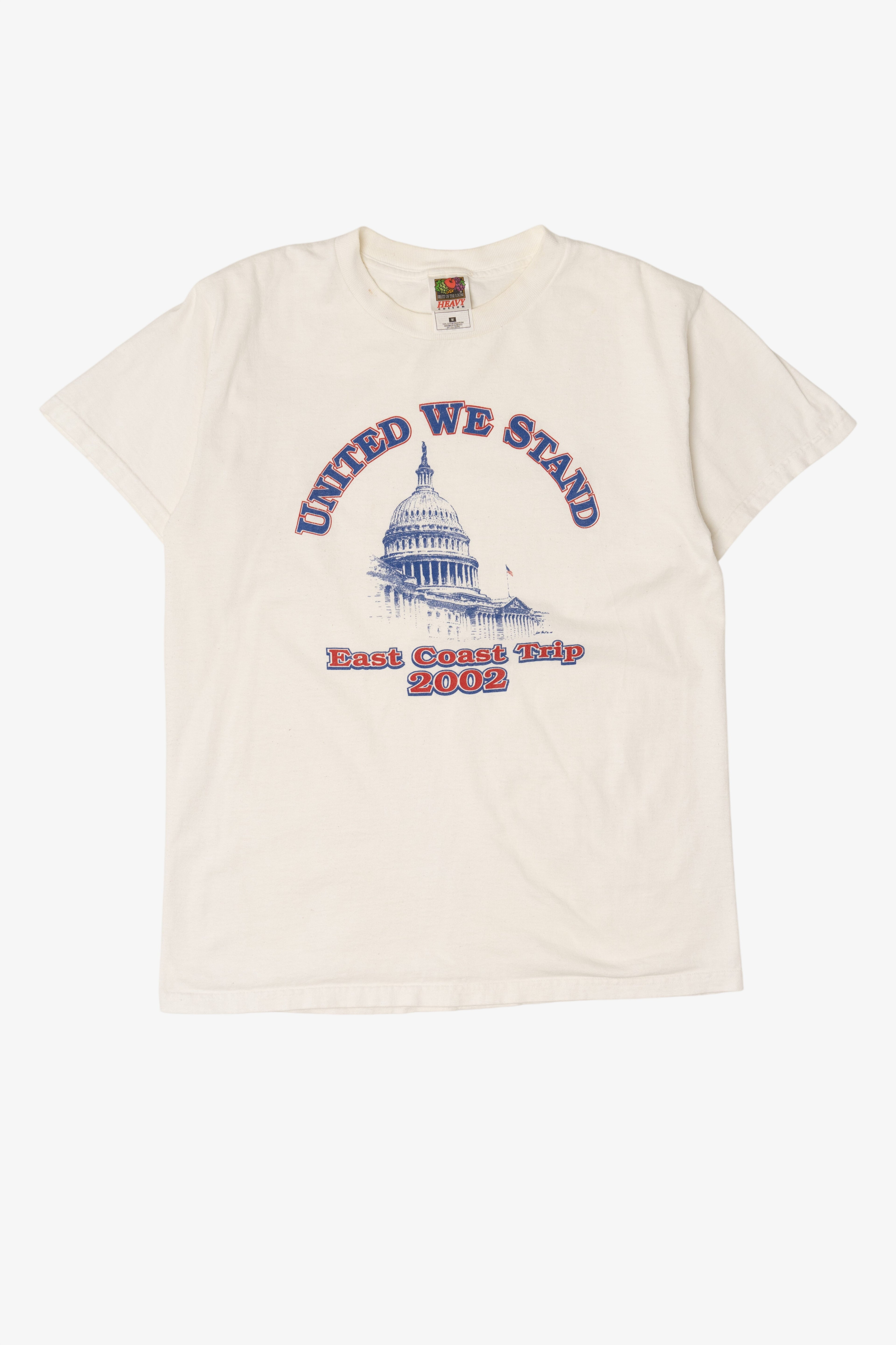 Vintage White "United We Stand" East Coast Trip 2002 T-Shirt (2000s)