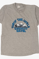 Vintage Gray Embroidered "Top Of The World" Everest Nepal T-Shirt (1990s)