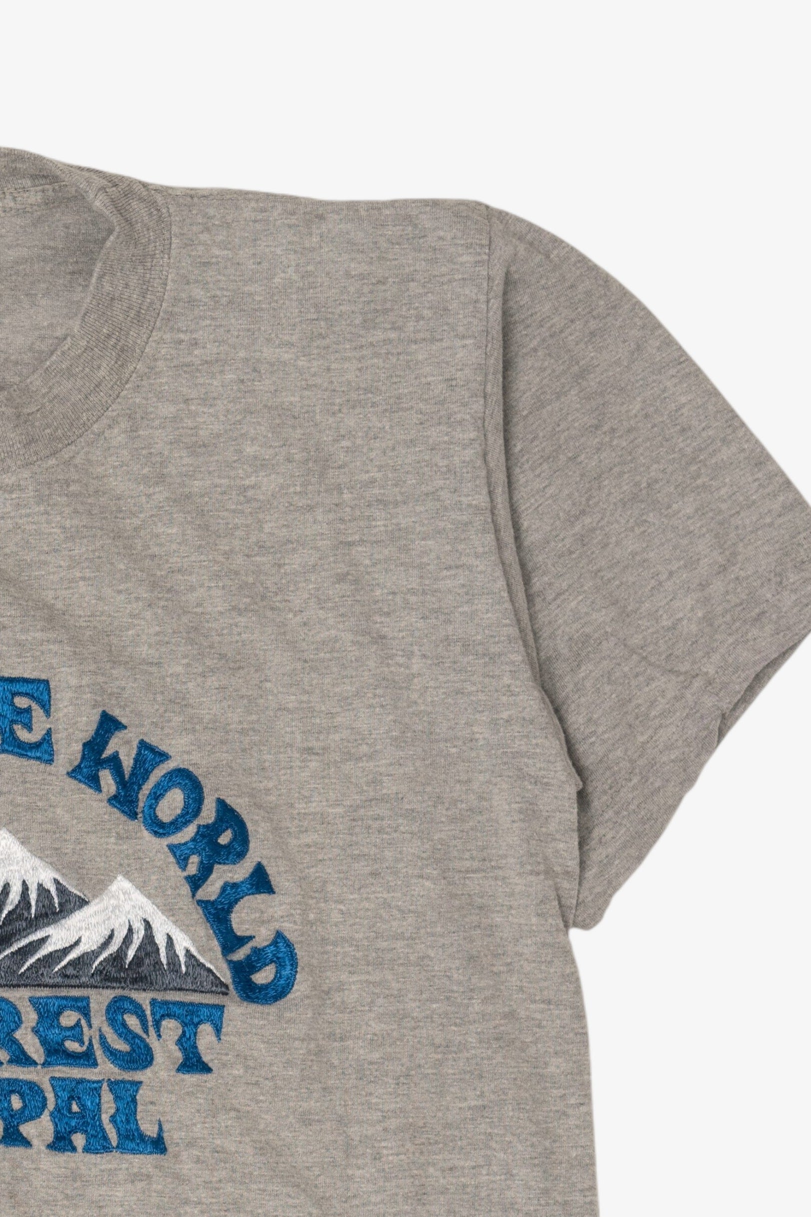 Vintage Gray Embroidered "Top Of The World" Everest Nepal T-Shirt (1990s)