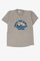 Vintage Gray Embroidered "Top Of The World" Everest Nepal T-Shirt (1990s)