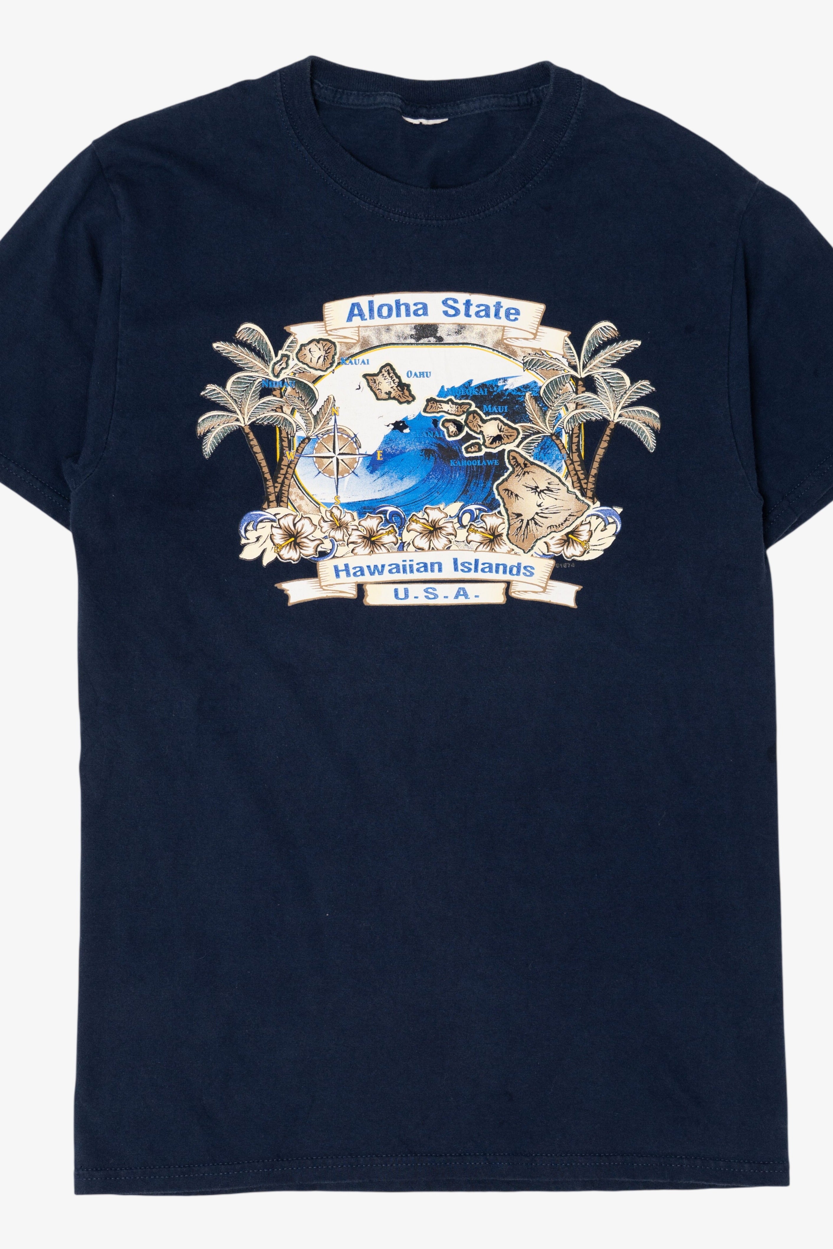 Vintage Navy Blue Hawaiian Islands "Aloha State" T-Shirt (2000s)