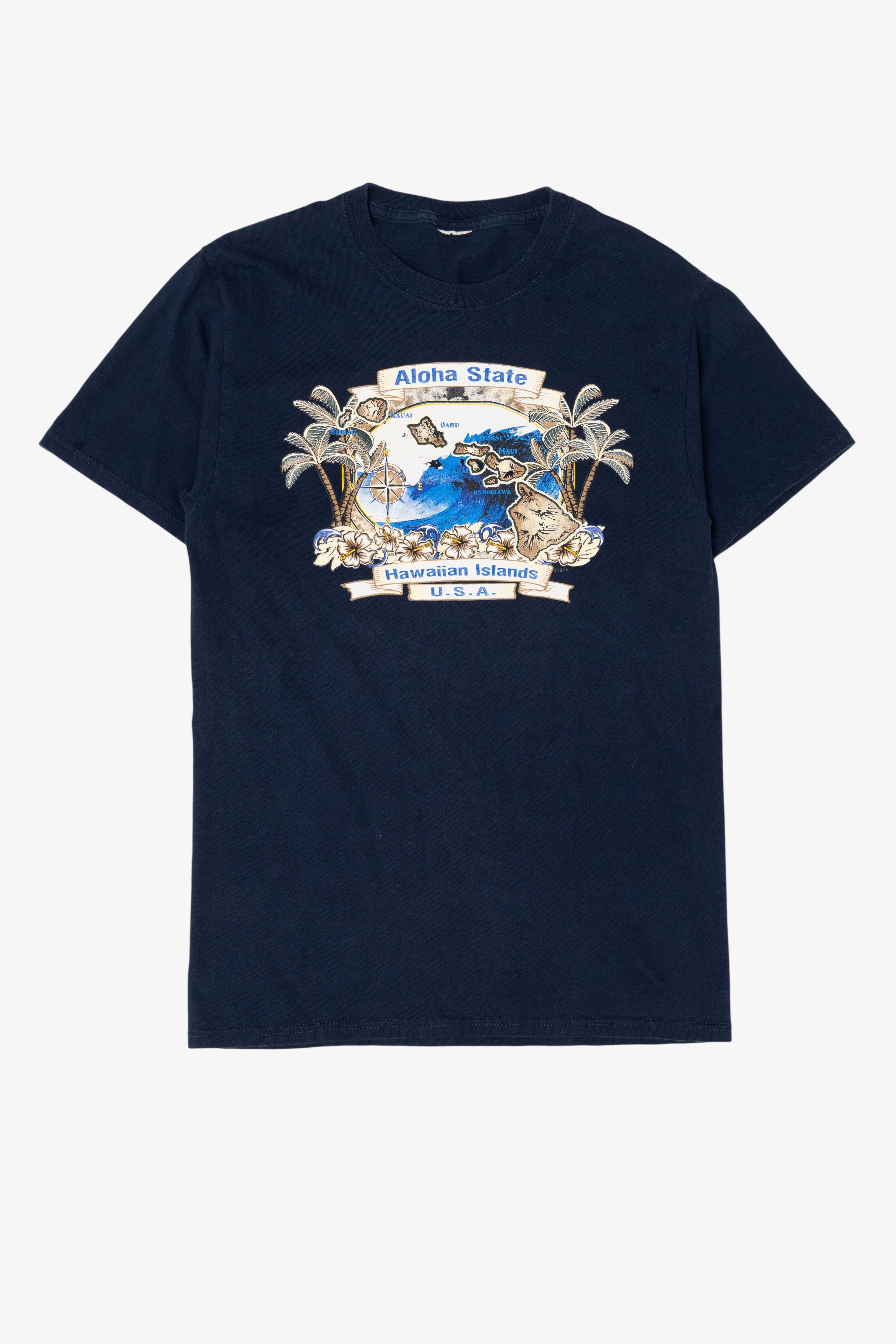 Vintage Navy Blue Hawaiian Islands "Aloha State" T-Shirt (2000s)