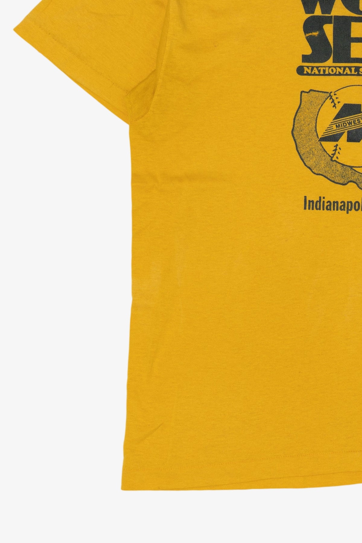 Vintage Yellow National Softball Association World Series Indiana Single Stitch T-Shirt (1980s)