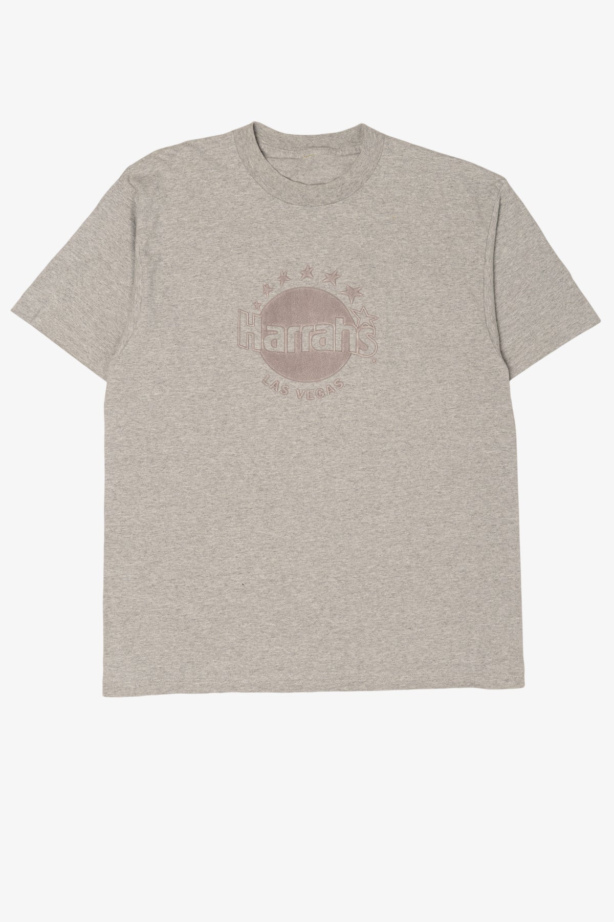 Vintage Gray Harrah's Casino Las Vegas Raised Text Single Stitch T-Shirt (1990s)