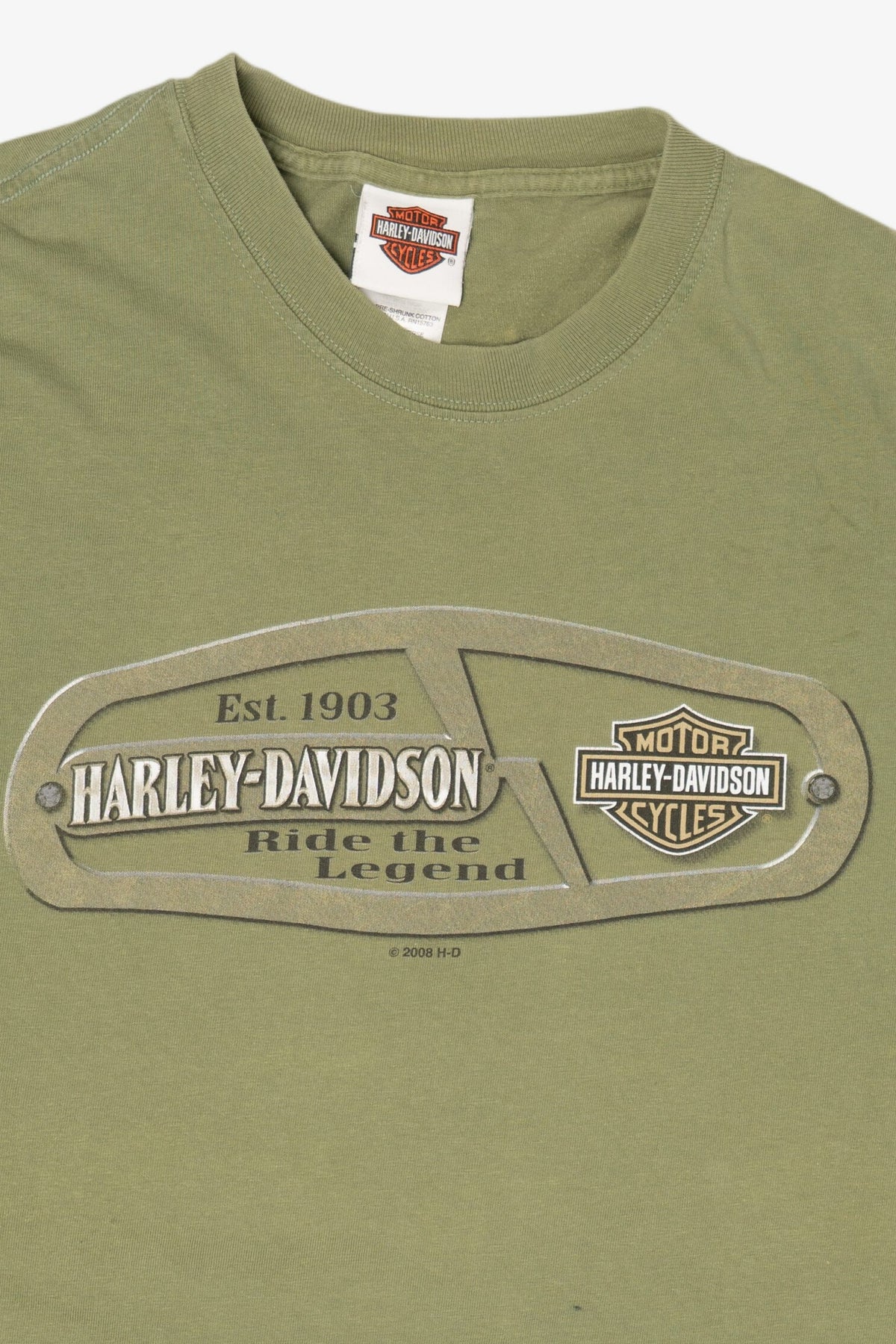 Green Harley Davidson "Jim's On The Pass" T-Shirt (2000s)