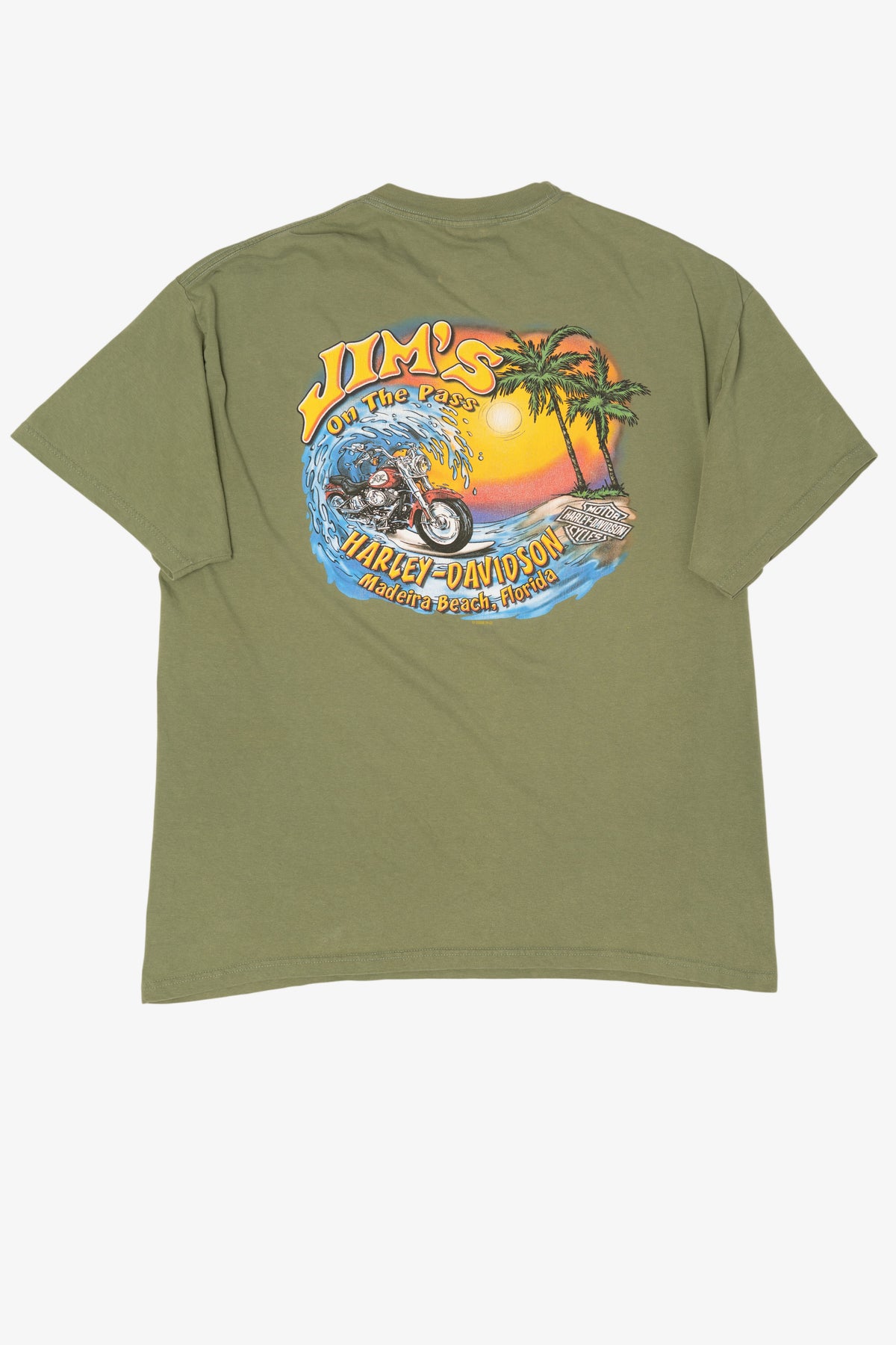 Green Harley Davidson "Jim's On The Pass" T-Shirt (2000s)