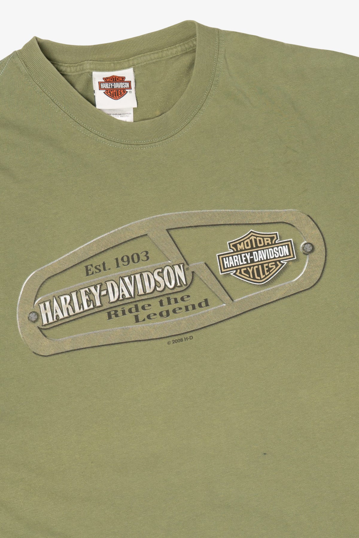 Green Harley Davidson "Jim's On The Pass" T-Shirt (2000s)