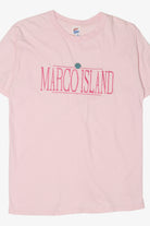 Vintage Pink Embroidered "Marco Island" T-Shirt (1990s)