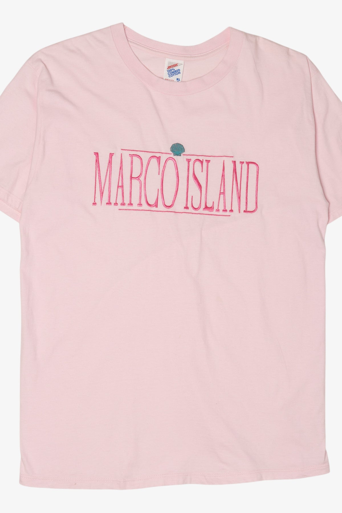 Vintage Pink Embroidered "Marco Island" T-Shirt (1990s)