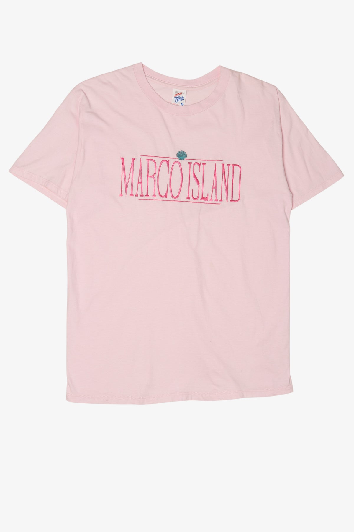 Vintage Pink Embroidered "Marco Island" T-Shirt (1990s)