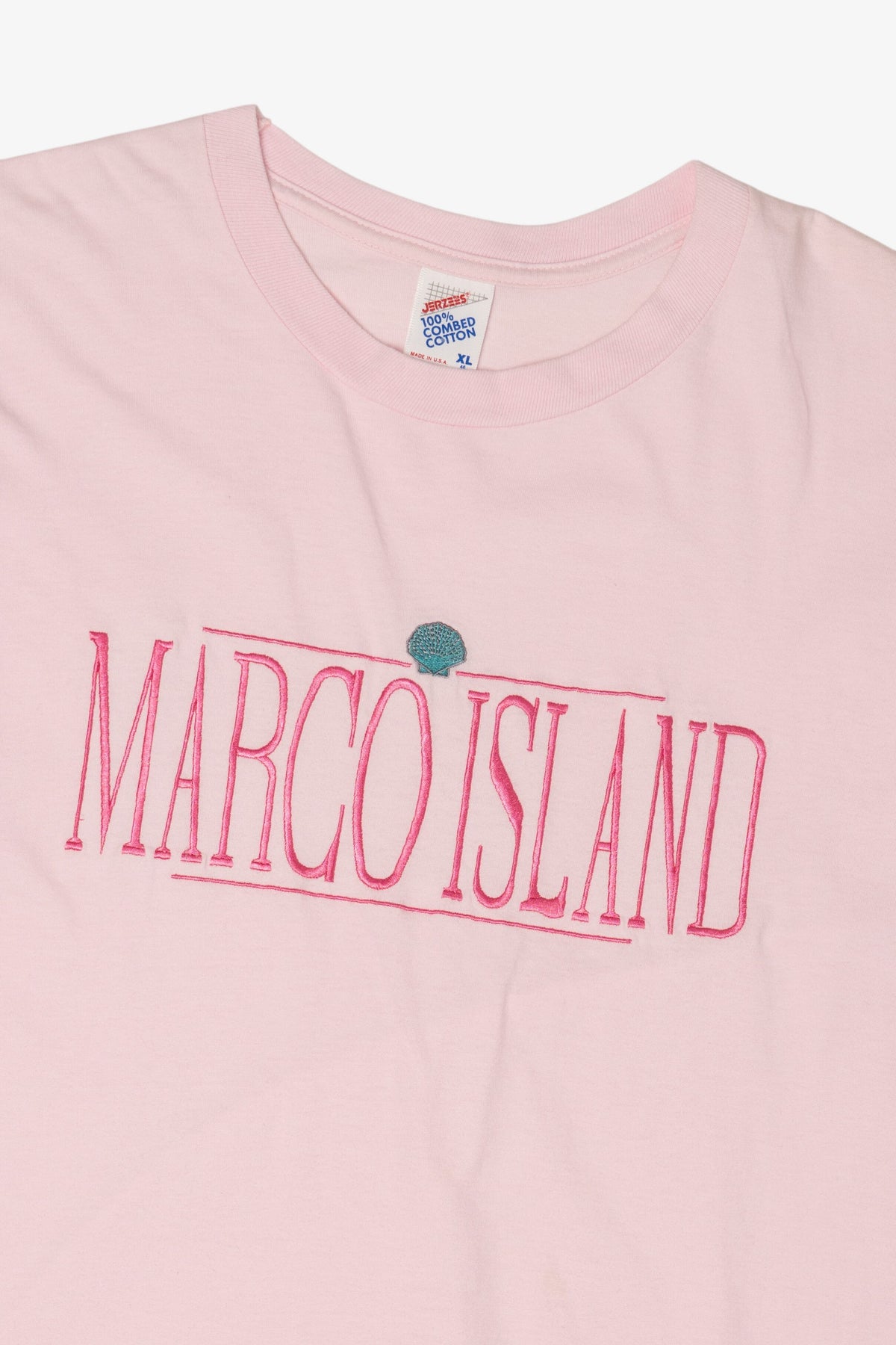 Vintage Pink Embroidered "Marco Island" T-Shirt (1990s)