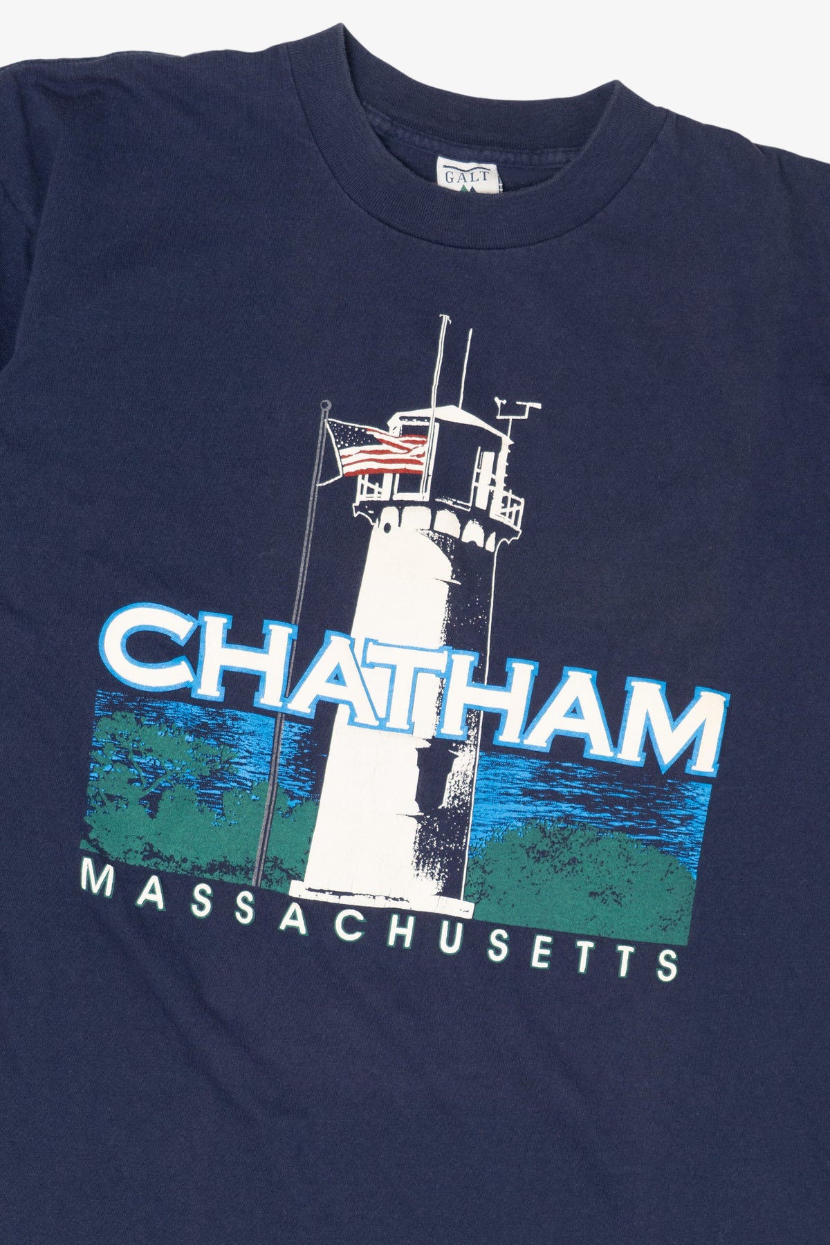 Vintage Navy Blue Lighthouse Chatam Massachusetts Single Stitch T-Shirt (1990s)