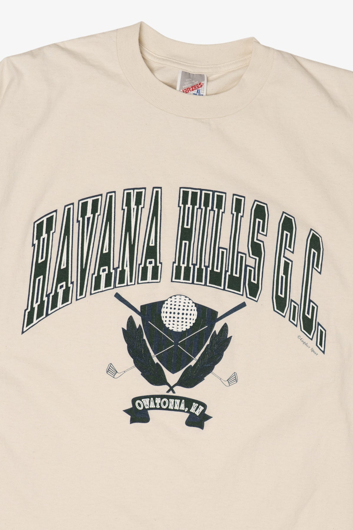 Vintage Embossed Havana Hills Golf Course Owatonna Minnesota T-Shirt (1990s)