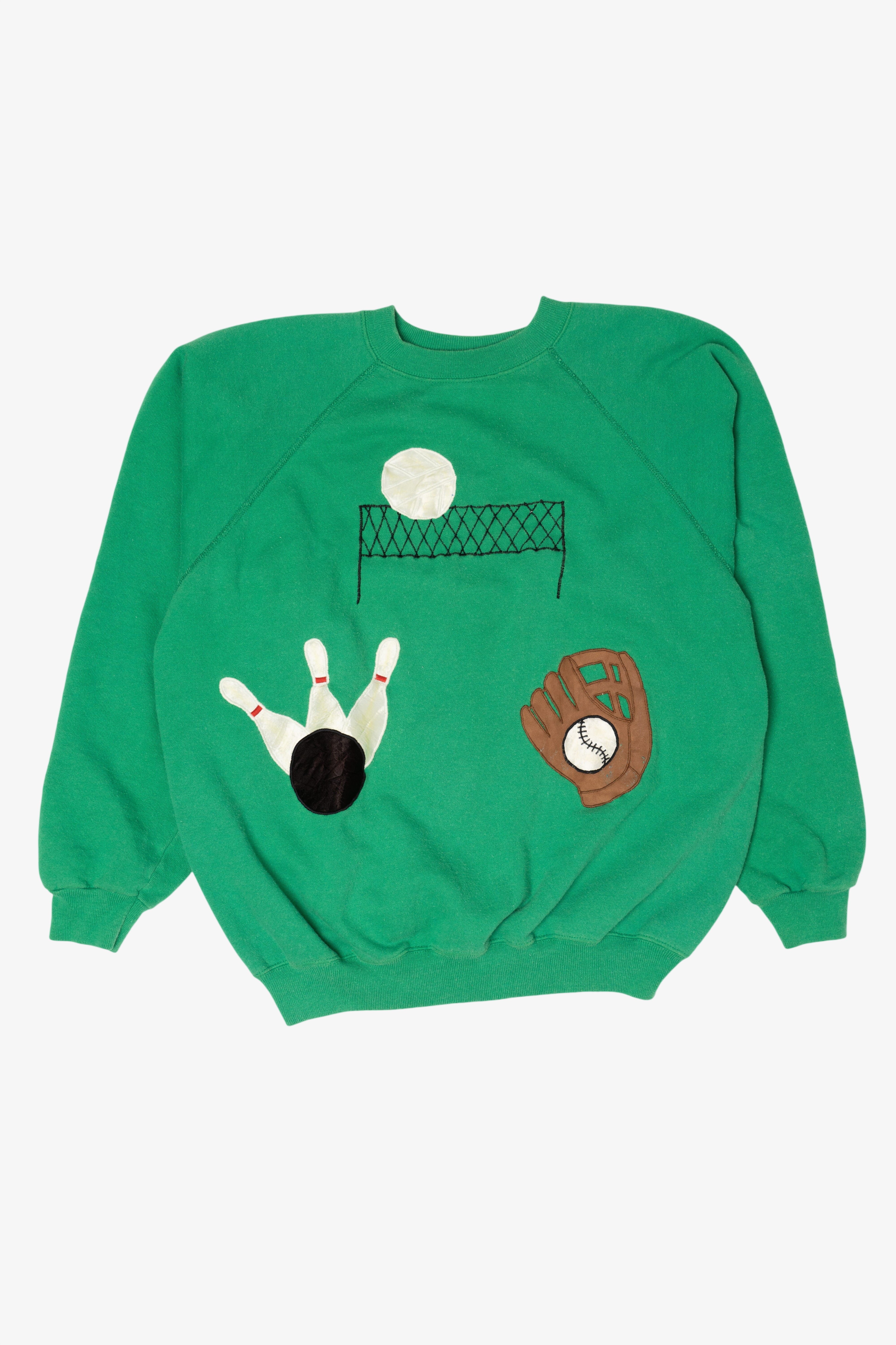 Vintage Green Sports Raglan Sweatshirt (1980s)