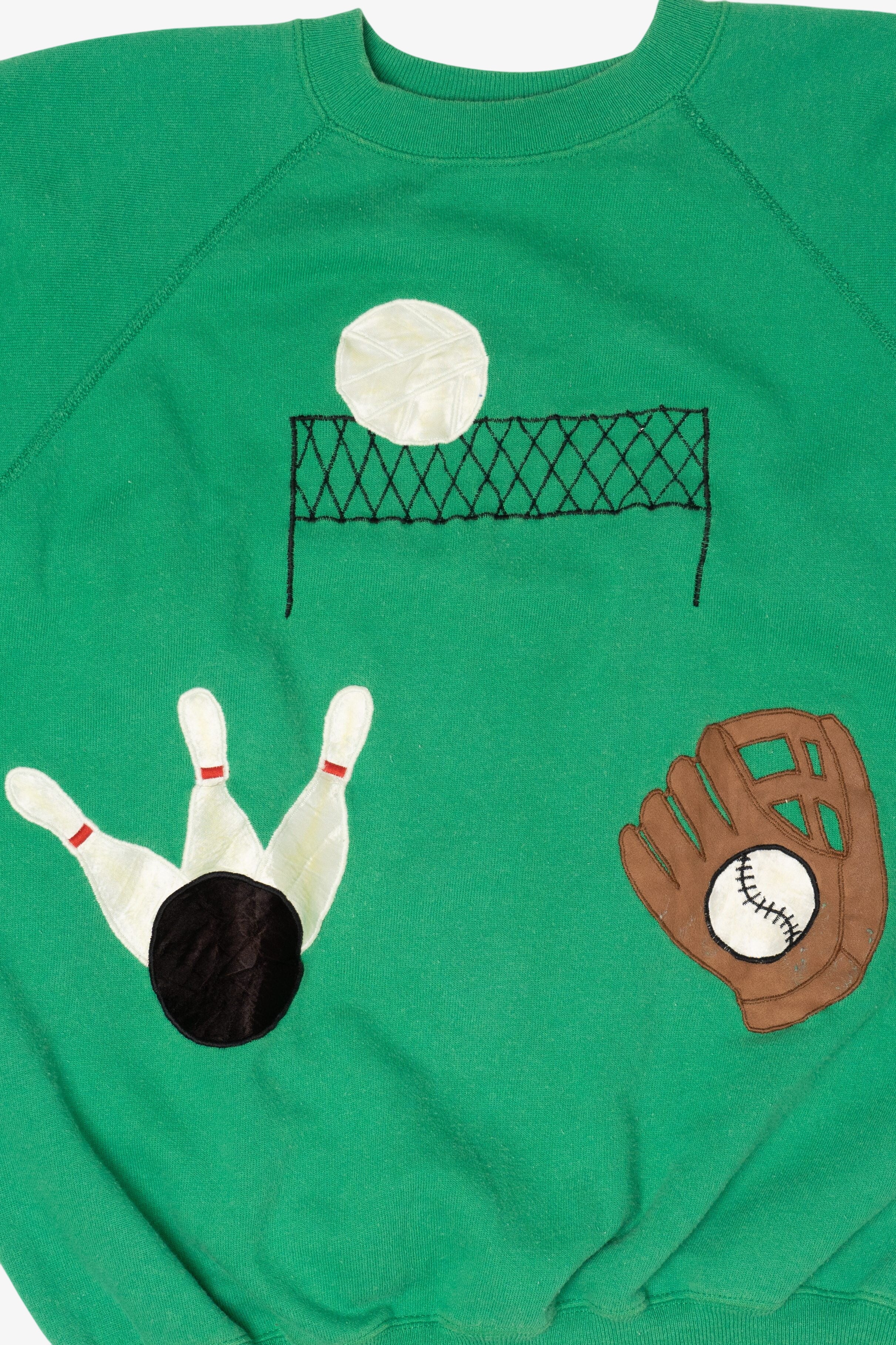 Vintage Green Sports Raglan Sweatshirt (1980s)